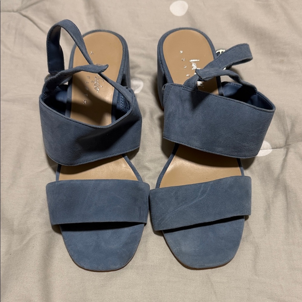 Lord & Taylor Light Blue Suede Heeled Sandals